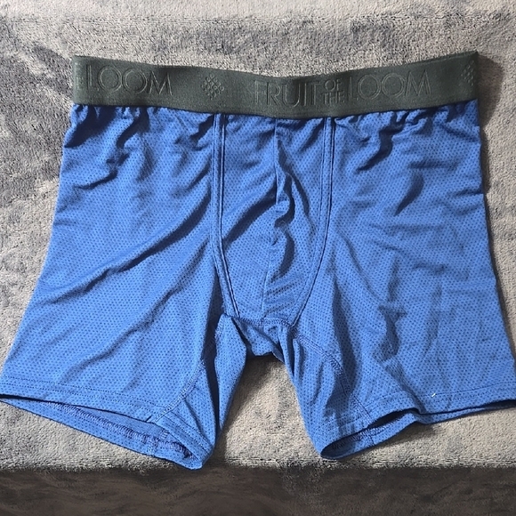 Fruit of the Loom Blue Boxer Briefs with Soft Stretch Fabric and Fly Opening - Picture 1 of 3
